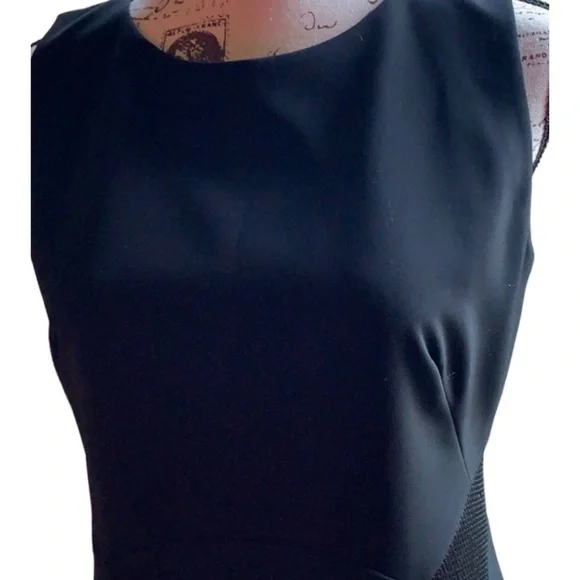 Lafayette 148 New York Faux Leather Inserts Sheath Dress - Picture 12 of 13